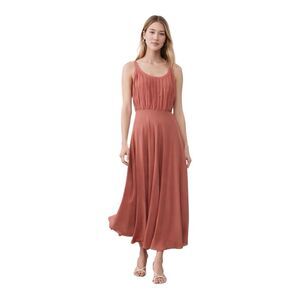 Banana Republic Women’s Size 4 Sleeveless Maxi Dress Coral Pleated Party Gown